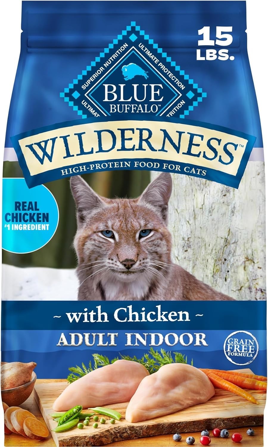 Blue Buffalo Wilderness Chicken Natural High-Protein Grain-Free Dry Food, 15lb