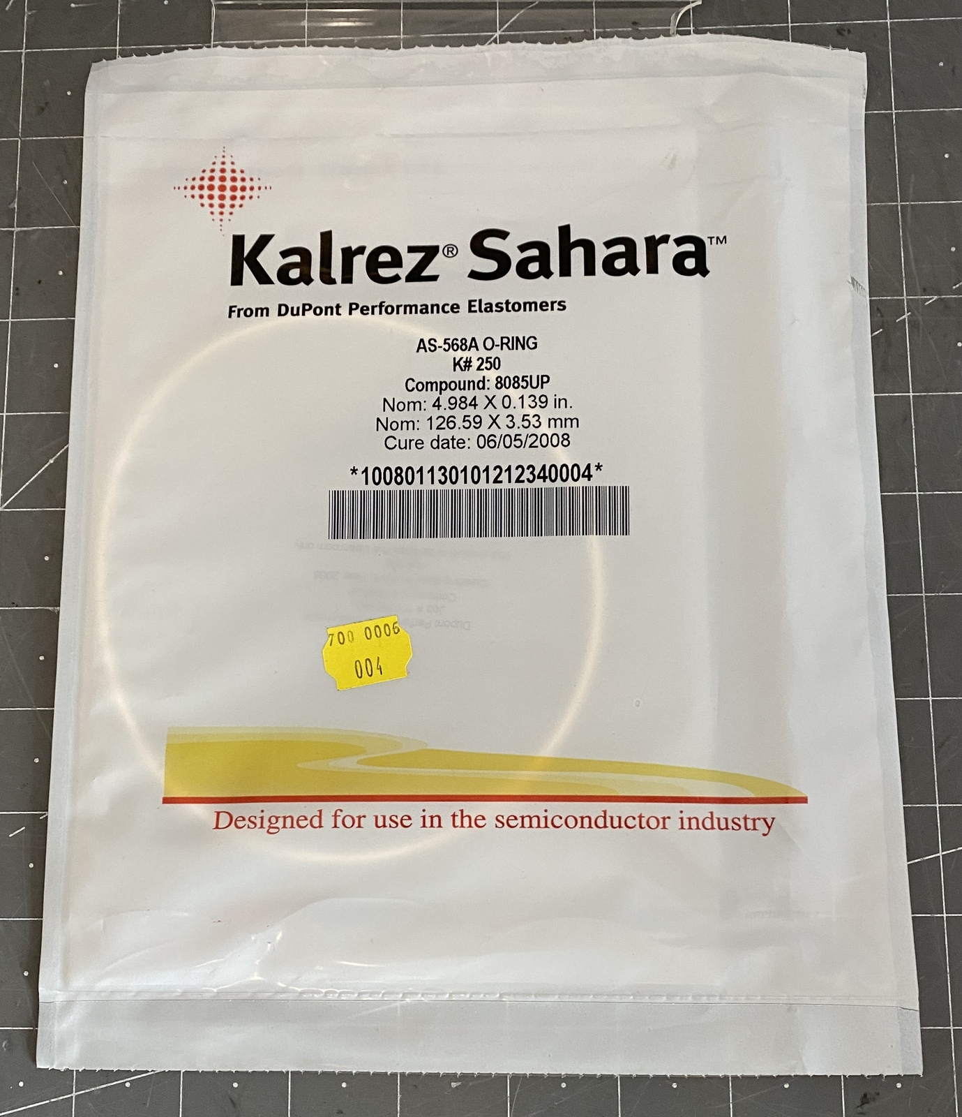 Kalrez K#250 O-Ring 8085UP 4.984 x 0.139 in 126.59 x 3.53 mm PN: AS568A