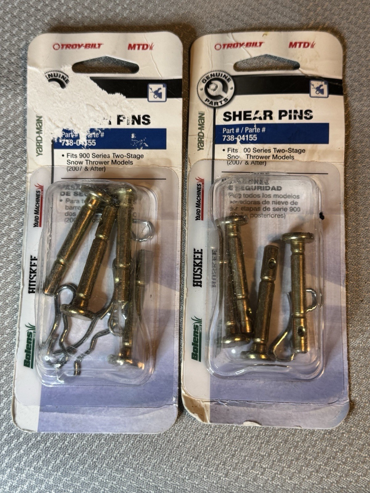 Genuine Parts 738-04124 Snow Thrower Shear Pins 2 Pack Of 4