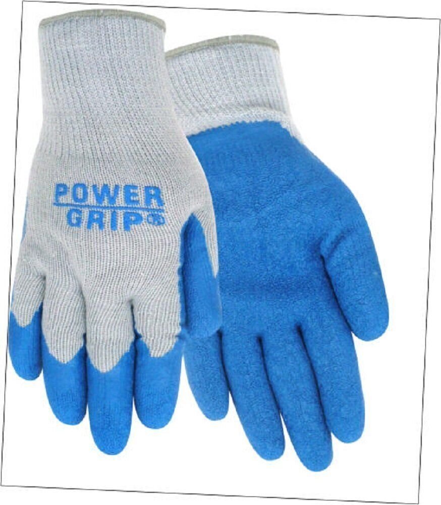Red Steer A300-M Power Grip Work Gloves Medium Blue Rubber Palm Poly/Cotton