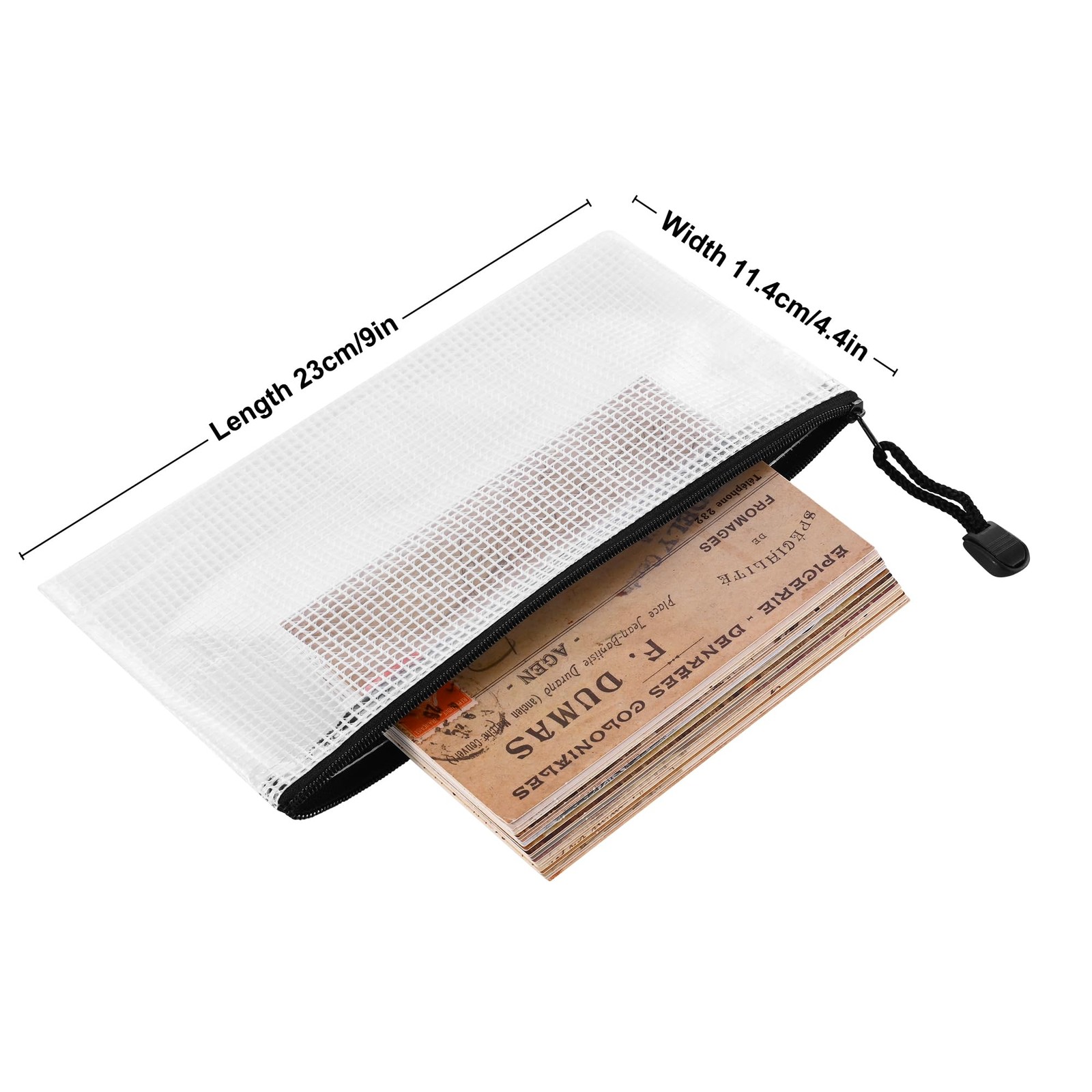 Lidwot 12 Pieces Clear Plastic Mesh Zip Pouch Length23cm X Width11.4cm, Black