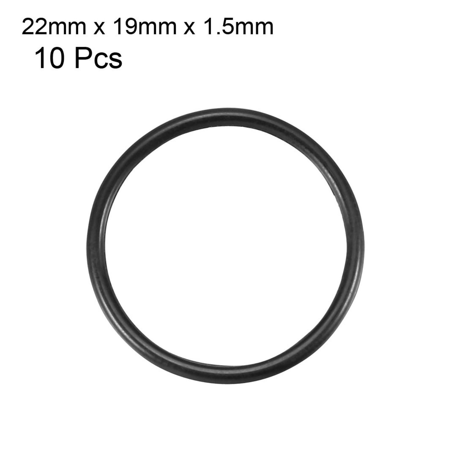 10 Pcs Black Rubber Oil Seal O Ring Gasket Washers 22mm x 19mm x 1.5mm