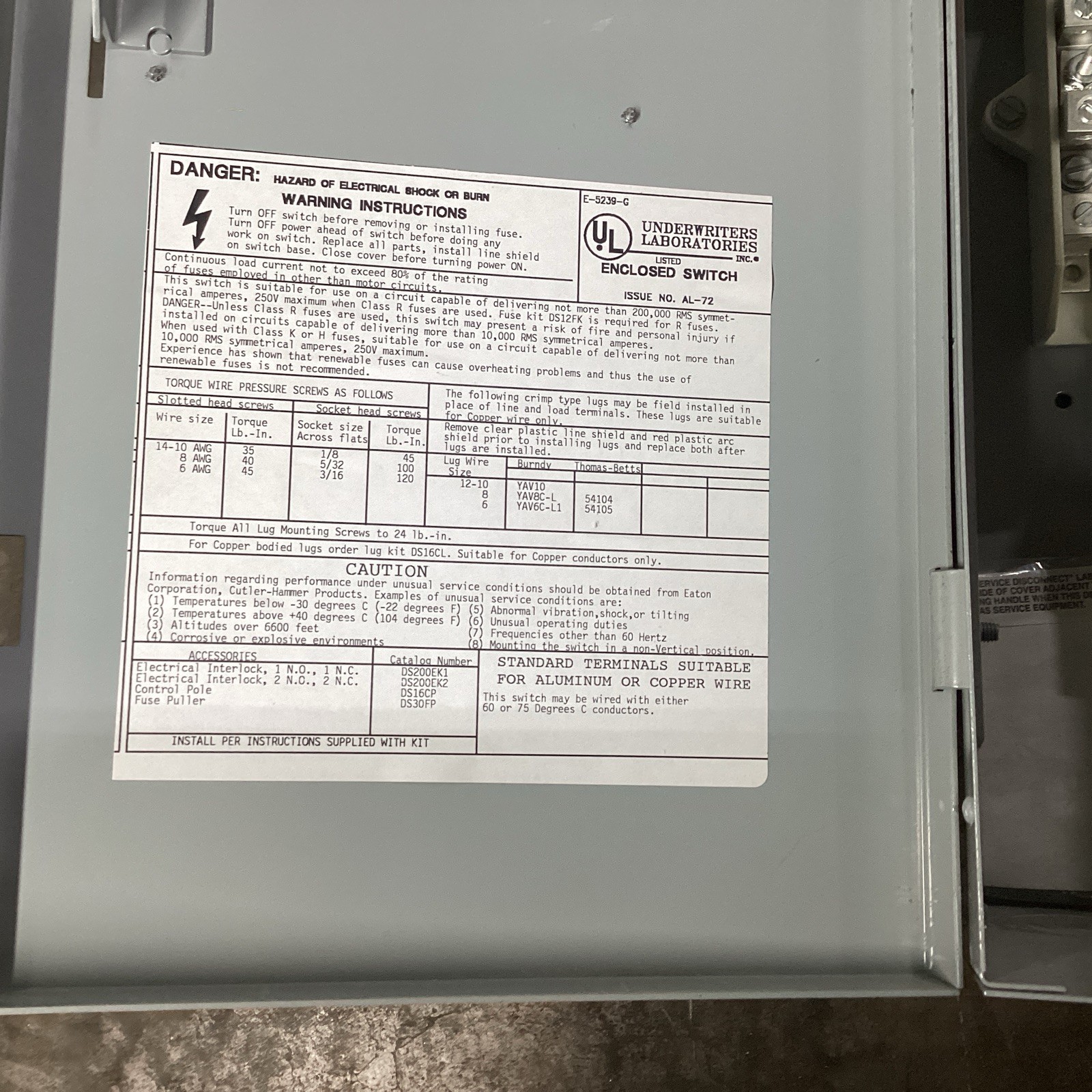 CUTLER HAMMER DH321NGK 30A HEAVY DUTY SAFETY SWITCH #805E91PR6*CO