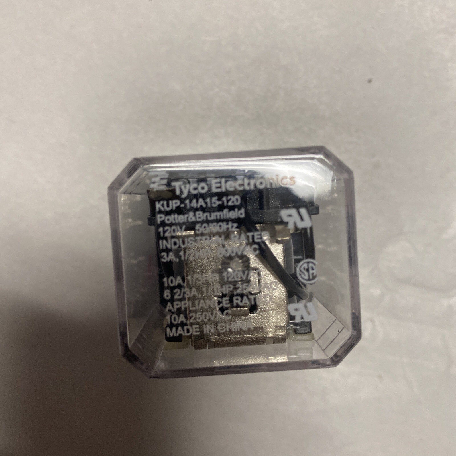 TE Connectivity Tuck Brand KUP-14A15-120 Power Relay 120VAC 10A 1/3 Hp Tyco