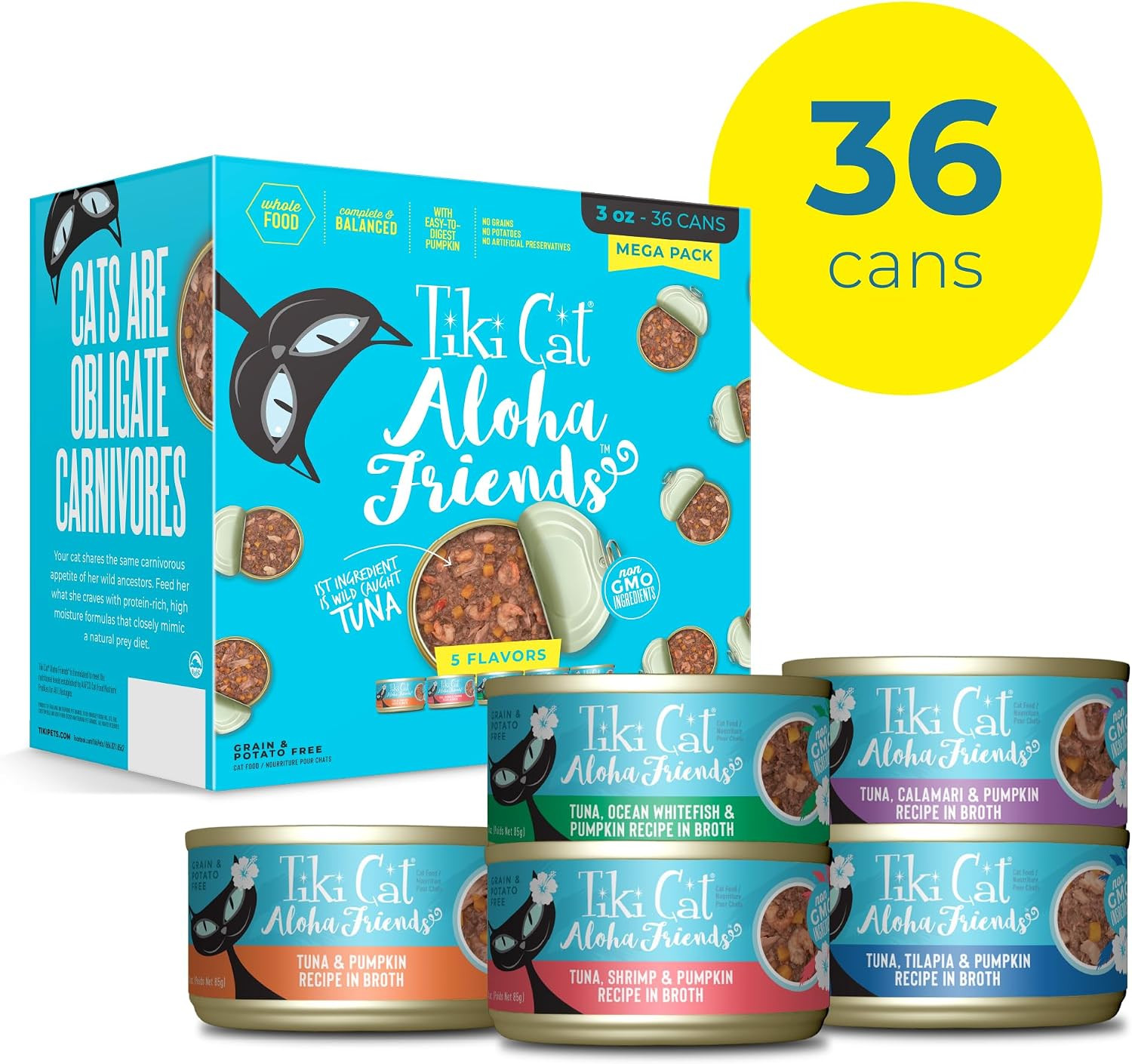 Tiki Cat Aloha Friends Mega Pack, Tuna Favorites, 3 Oz. Can (36 Count)