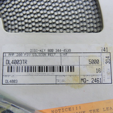 DIODES DL4003 Qty of 1000 per Lot 200V 1A DL4003