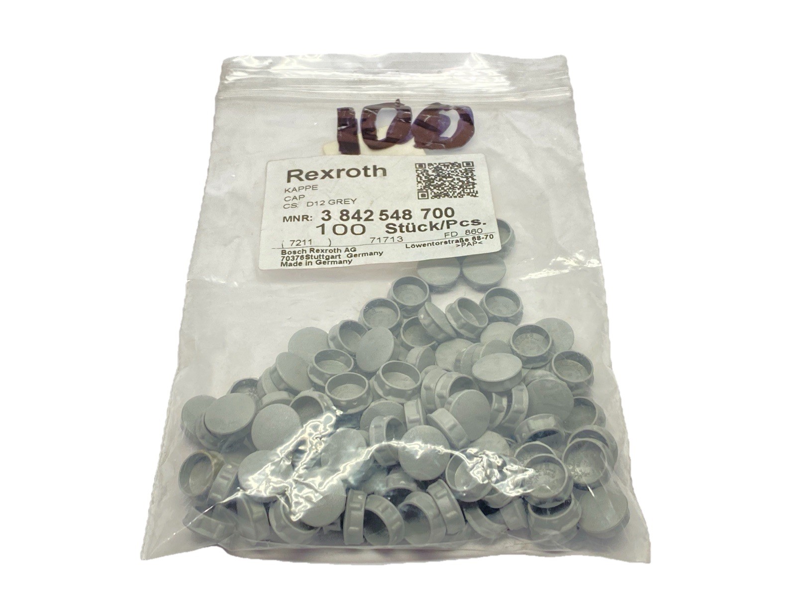 Bosch Rexroth 3842548700 Cover Cap CAP D12 GREY LOT OF 100