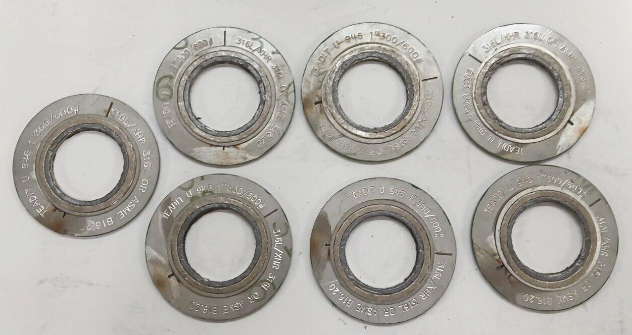 TEADIT GASKET U 946 1″ 300/600# 316L/XHR 316L OR ASME B16.20 LOT OF 7