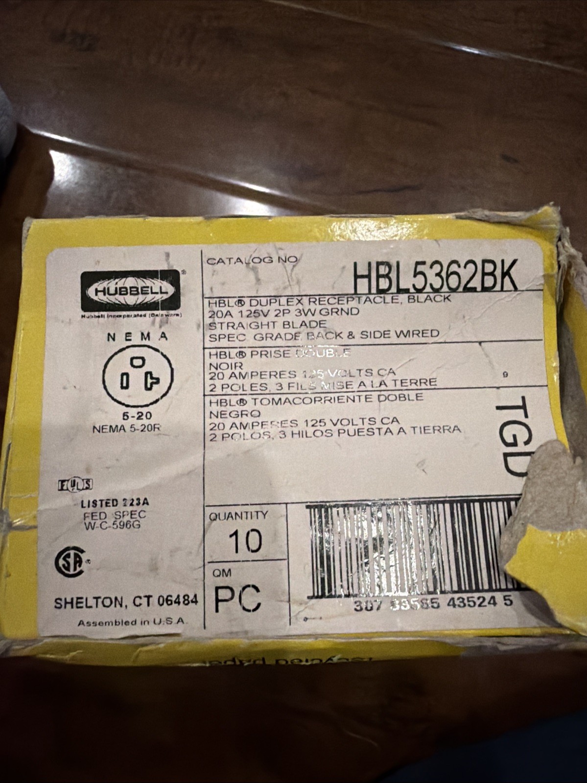 HUBBELL INC HBL5362BK CONNECTOR 10 Pack