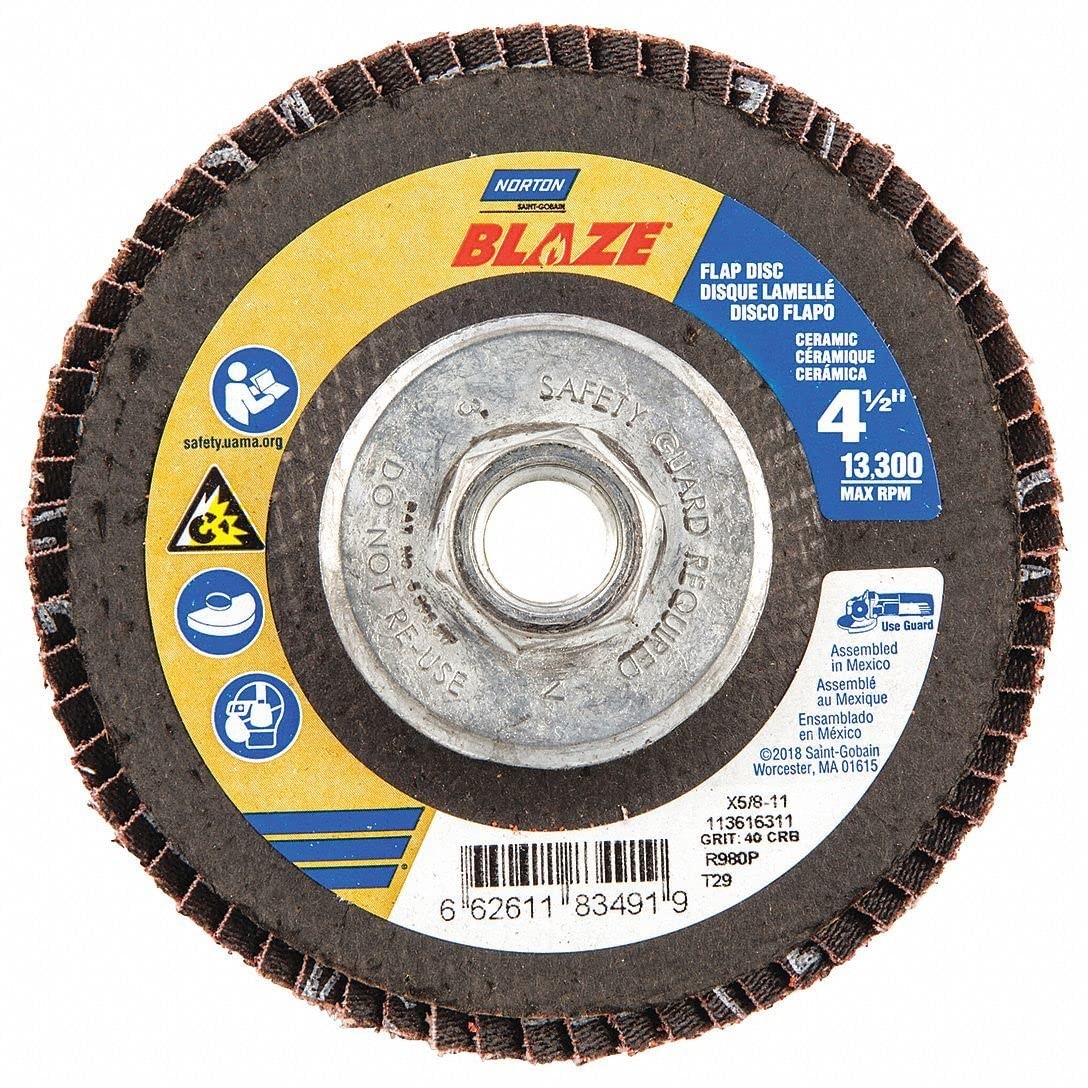 NORTON 66261183491 4-1/2″ Ceramic Flap Disc Coarse 40 Grit