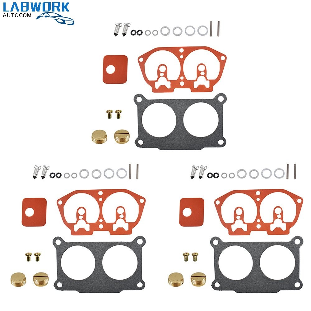 3 Pack Carburetor Rebuild Kit For Outboard V-6 150 175 200 225 HP 86-95