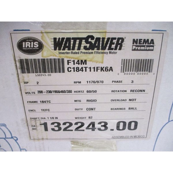 LEESON 132243.00 C184T11FK6A 208-230/190V 7.35-6.4/7.4A NSMP