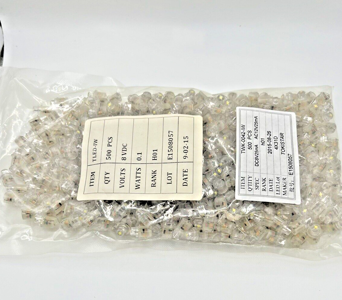 Lot of 500 TLED-IW 8VDC LEDs Replacements Bulbs **NEW IN PACKAGE**
