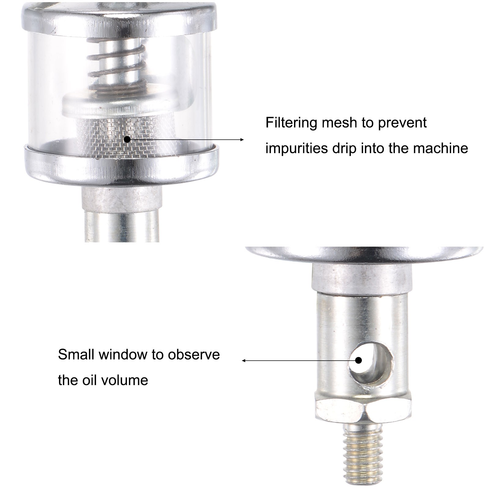 Needle Valve Type Oil Cup M10x1 Thread 16ml Sight Gravity Drip Feed