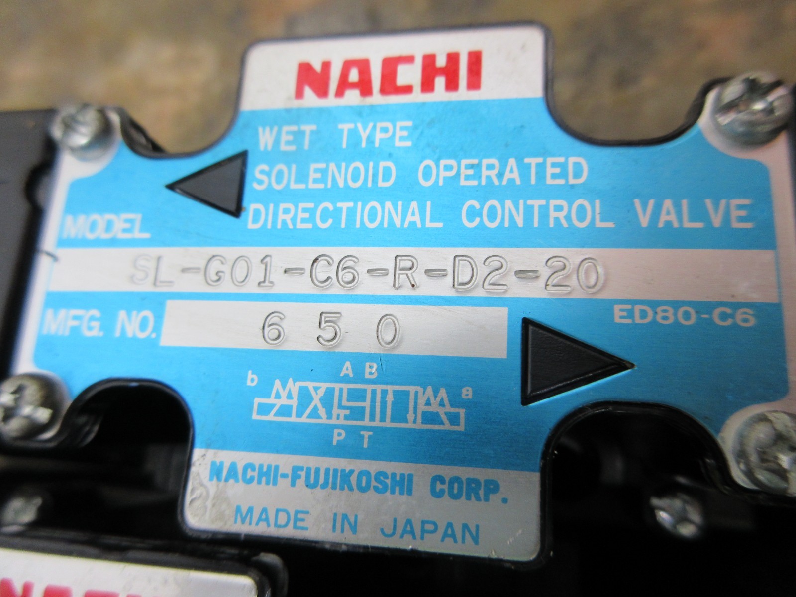 1996 CITIZEN L25 CNC LATHE DAIKIN VALVE SL-G01-C6-R-D2-20 EACH 1