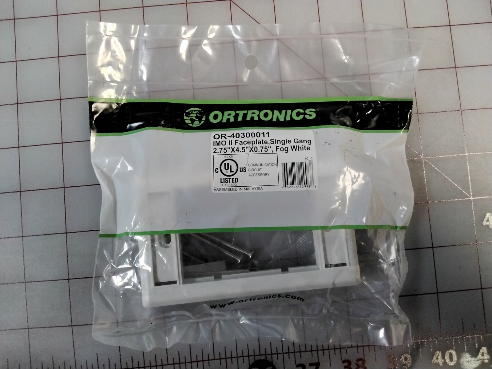 Ortronics OR-40300011 IMO II Faceplate Single Gang Fog White (Lot of 5)