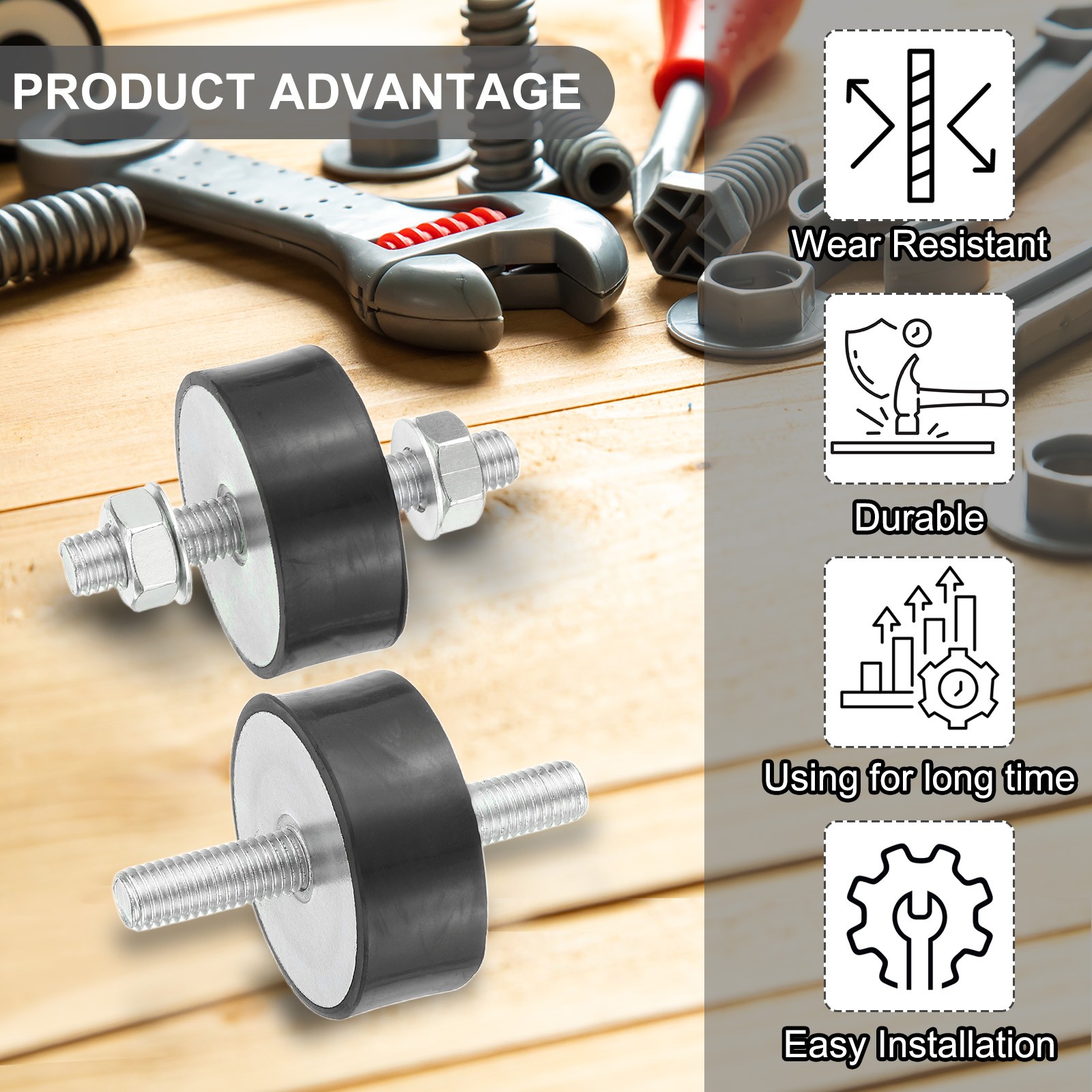 4 Pcs 20x50mm M10 Rubber Studs Shock Absorber, VV Type