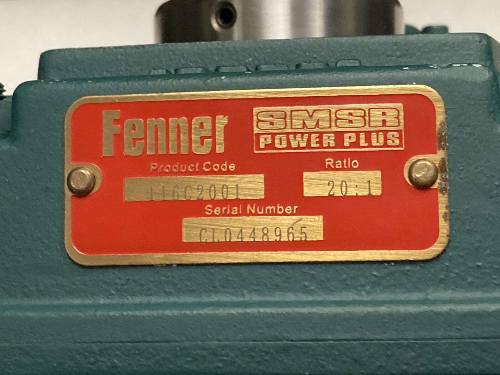 Fenner,116C2001,Shaft Mounted Speed Reducer 20:1 Ratio