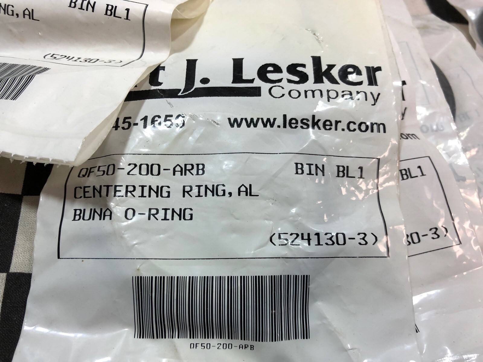 LOT OF 9, Kurt J Lesker Centering Ring KF-50 Buna/Aluminum QF50-200-ARB, #1641D1