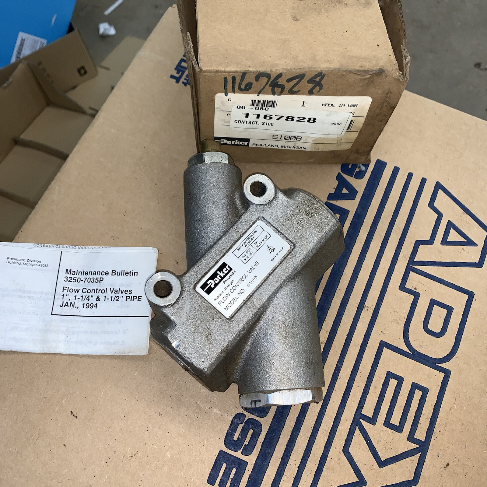 NEW OLD STOCK! PARKER FLOW CONTROL VALVE S100B