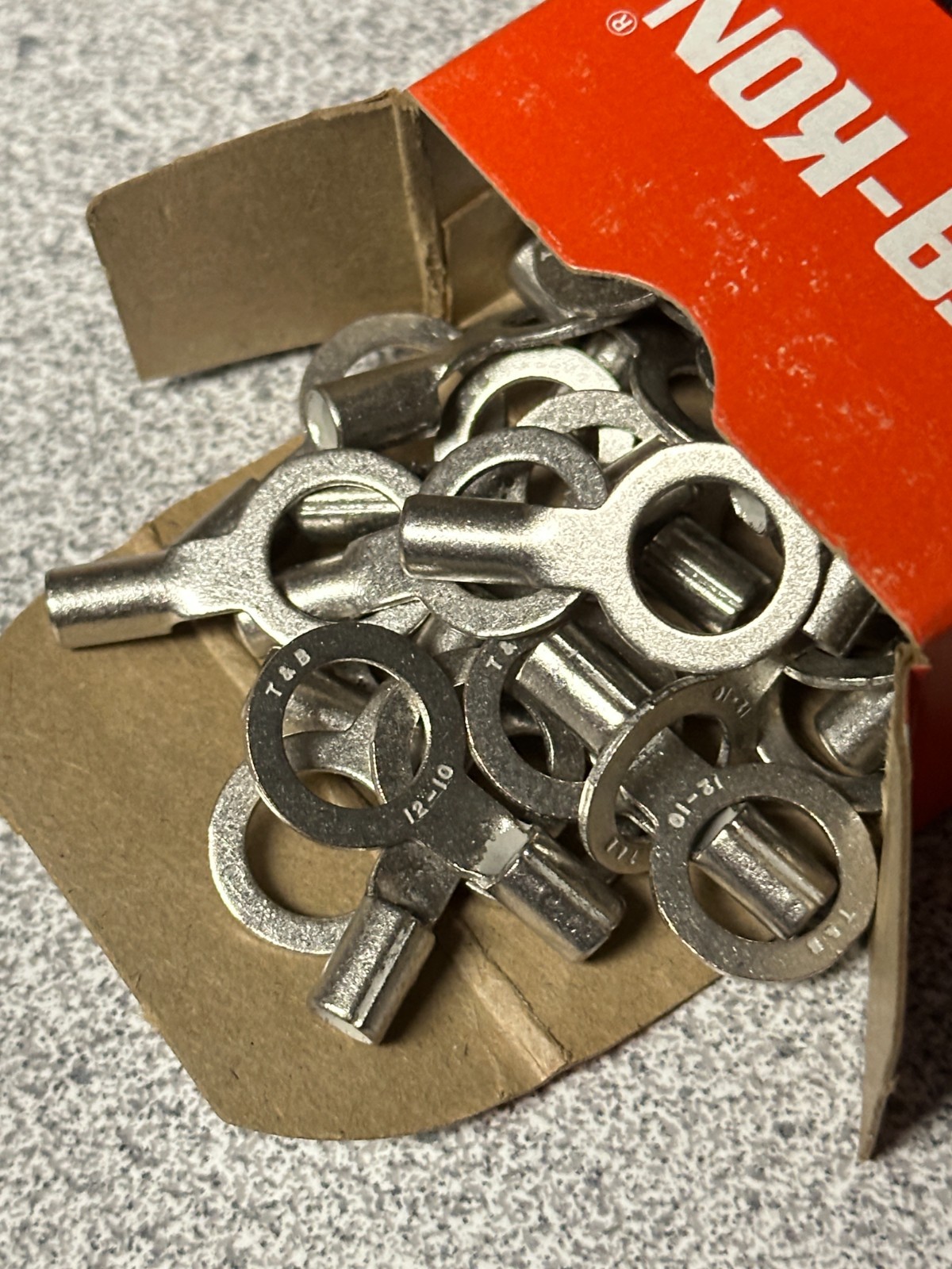 NEW Pack of 50 T&B Sta-Kon C10-38 Ring Terminals, 3/8″ Inc Stud Size, 12-10 Awg