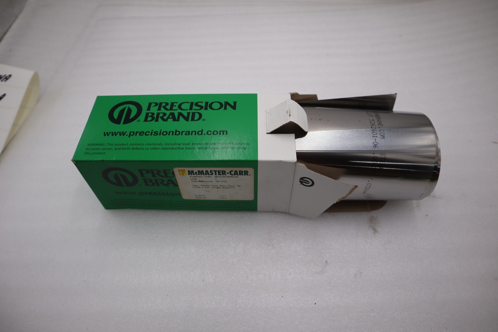 NEW OPEN BOX Precision Brand 16155 Steel Shim .0015 6″ X 100″ STK H405A