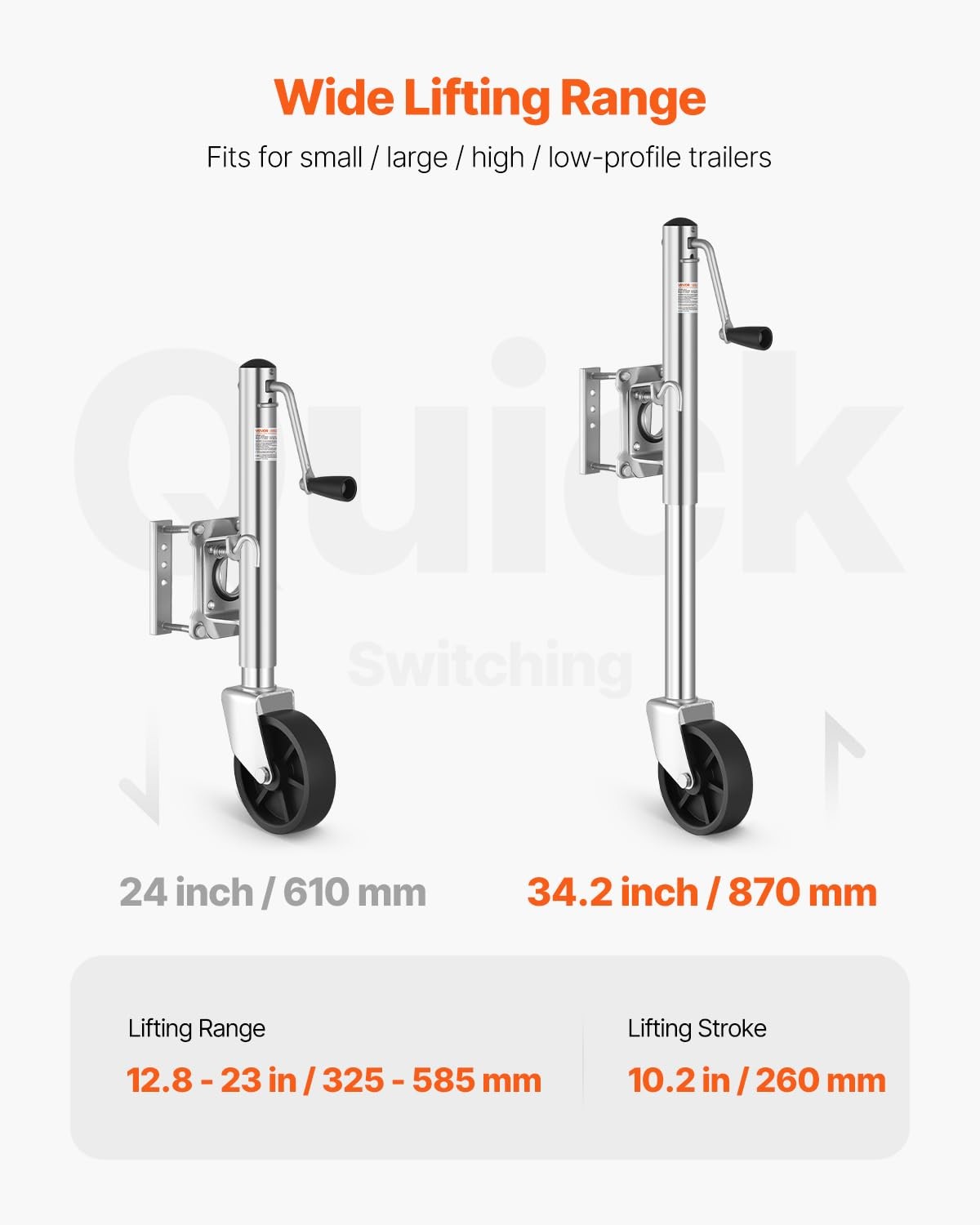 Heavy Duty Trailer Jack 1000 lbs Swivel Wheel Boat RV Utility Trailer Lift