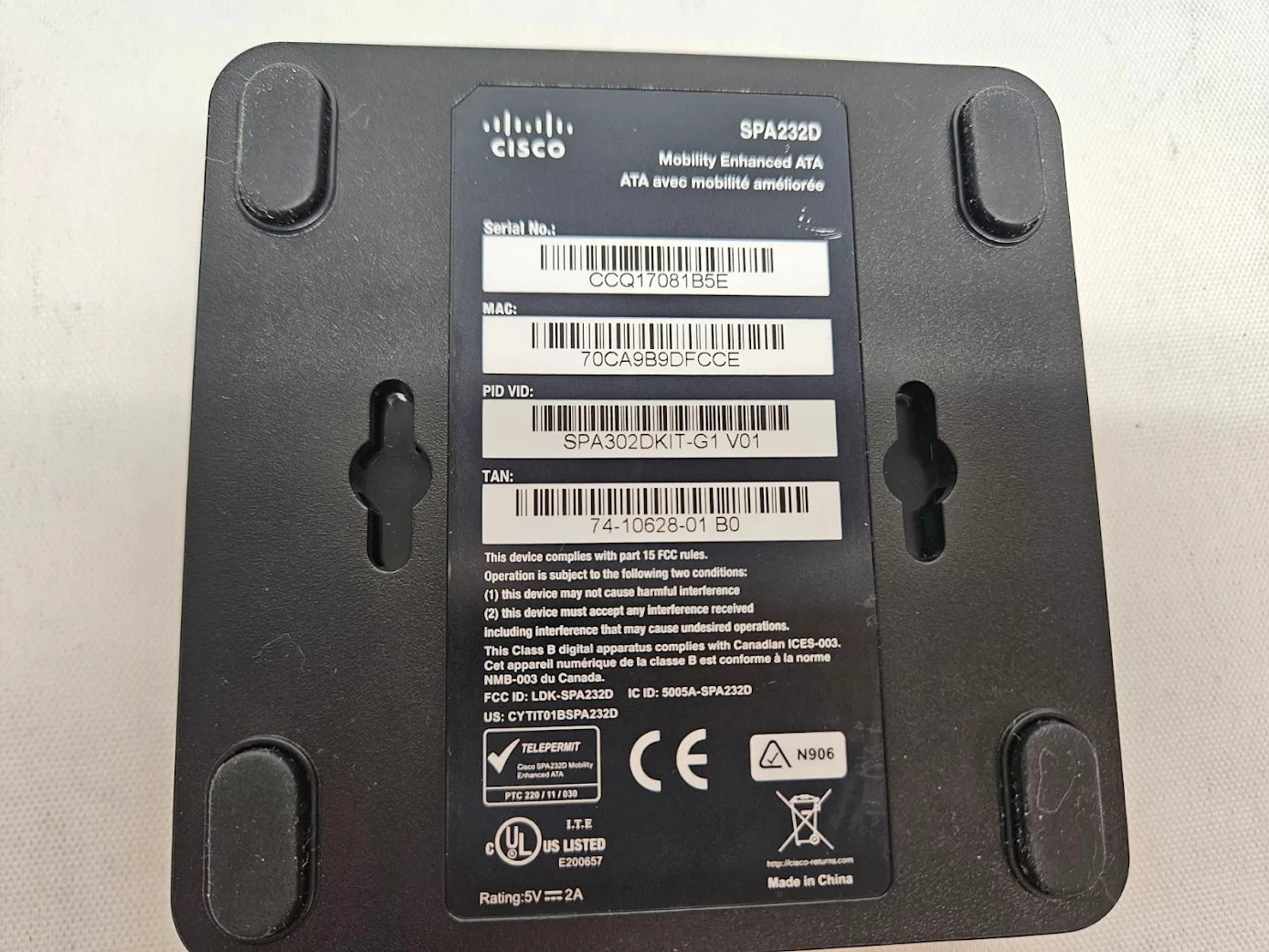 GREAT*** LOT OF 3 CISCO 232D MOBILITY ENHANCED ATA W NON-OEM 5V ADAPTERS!!!