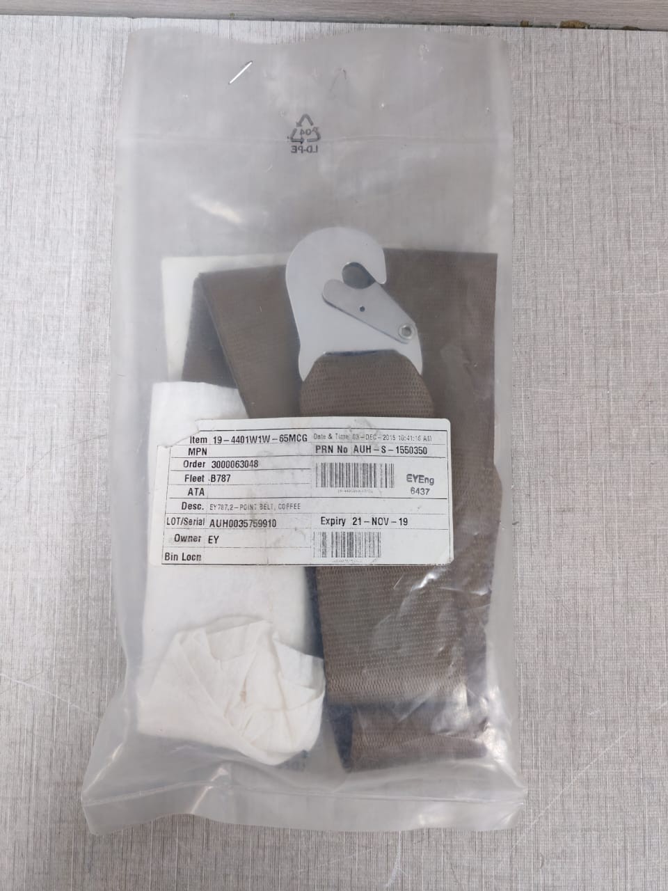SCHROTH 19-4401W1W-65MCG EY787.2 POINT BELT