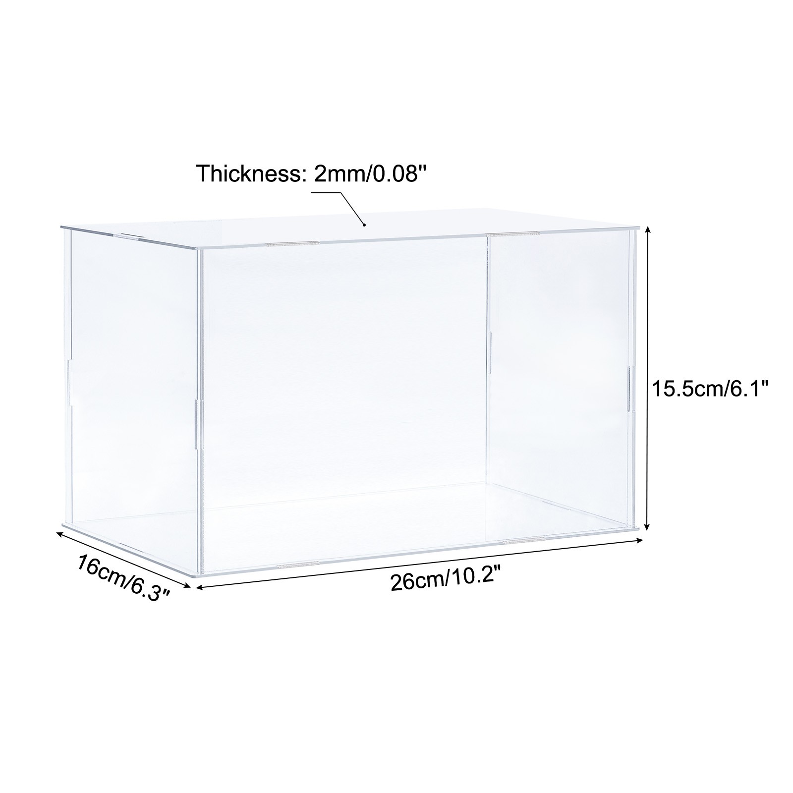 Acrylic Display Case Plastic Box Cube Storage Box Transparent 26x16x15.5cm