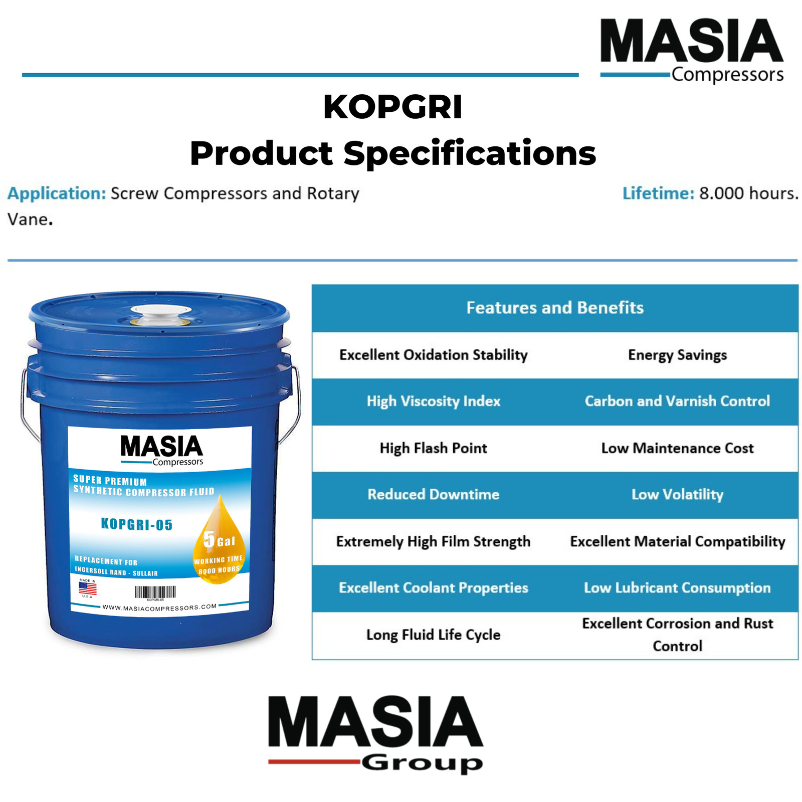 38459582 Lubricant for Compressor Compatible with Ingersoll Rand – 6 gal