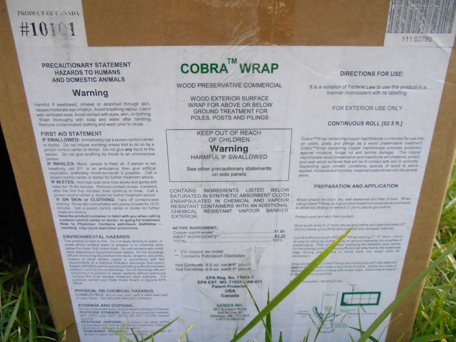 Genics 10101 Cobra Wrap Commercial Wood Preservative 24″ W X 52.5′ L