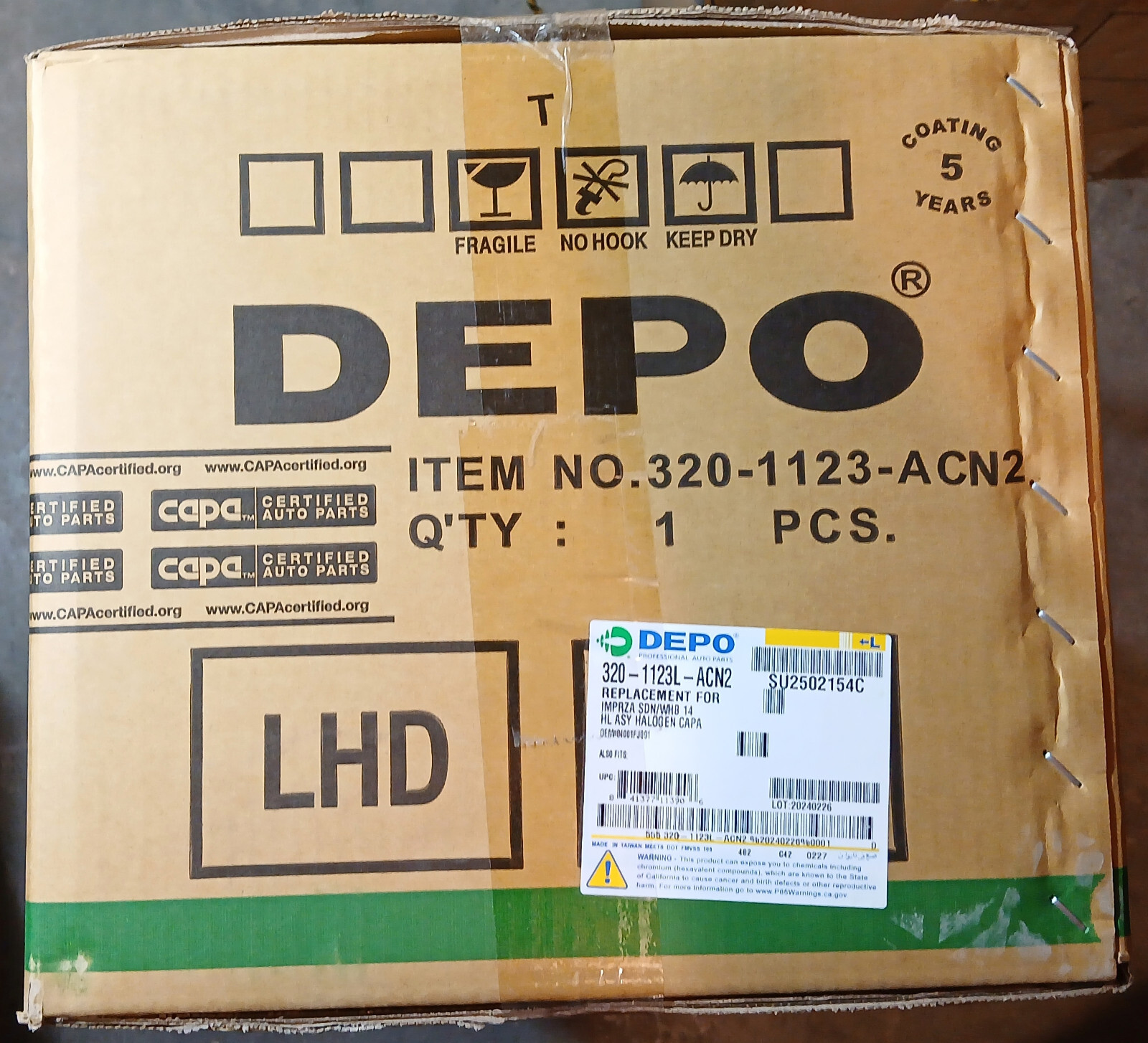 1 NEW DEPO 320-1123-ACN2 IMPREZA Xv CROSSTREK HEADLIGHT ASSMBLY NIB *MAKE OFFER*