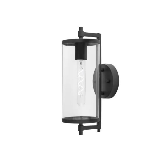 H B Lurelane 14 in. Medium 1-Light Matte Black Hardwired Outdoor Wall Sconce