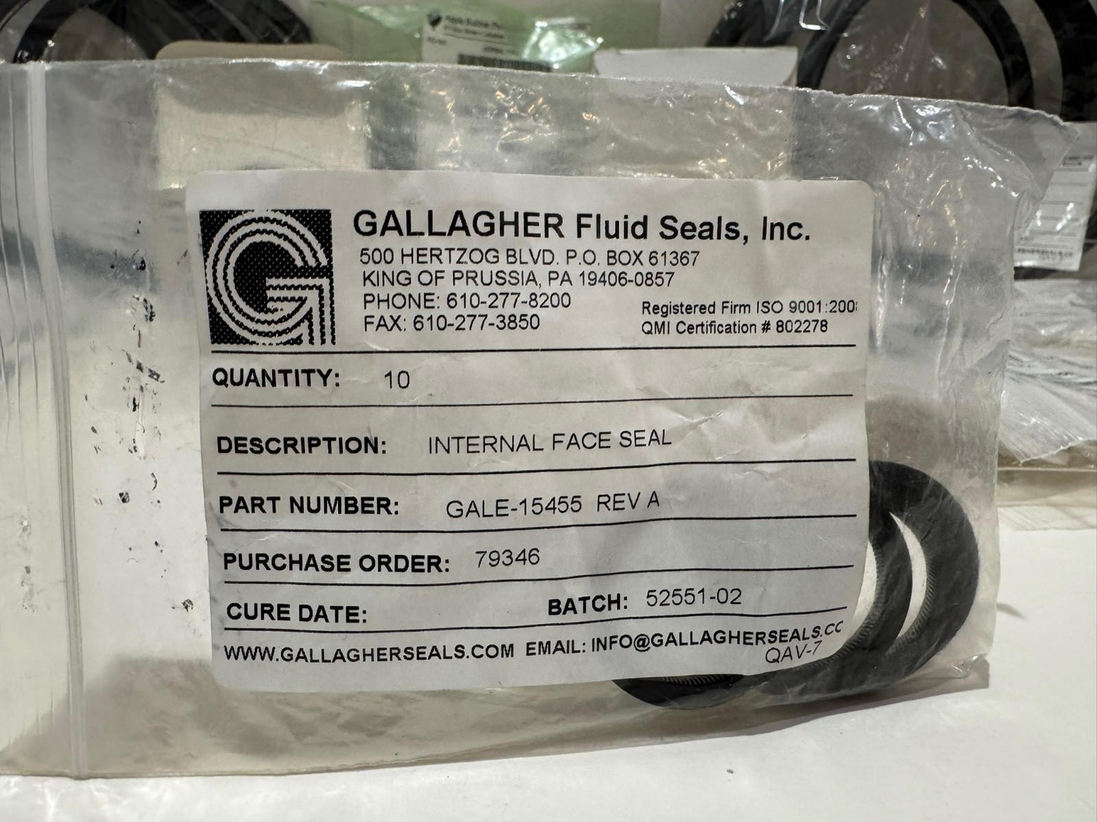Industrial Fluid Seals Lot Gallagher Fluid Seals American Variseal Stainless Par
