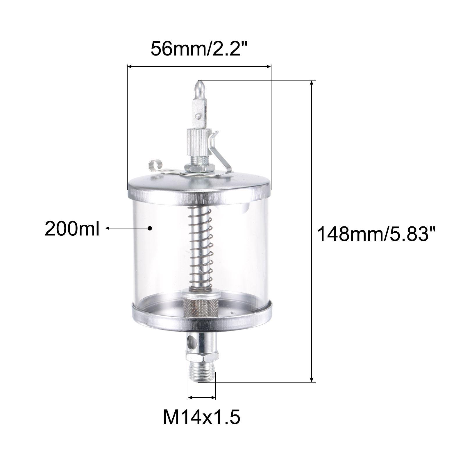 Needle Valve Type Oil Cup M14x1.5 Thread 200ml Sight Gravity Drip Feed Oiler
