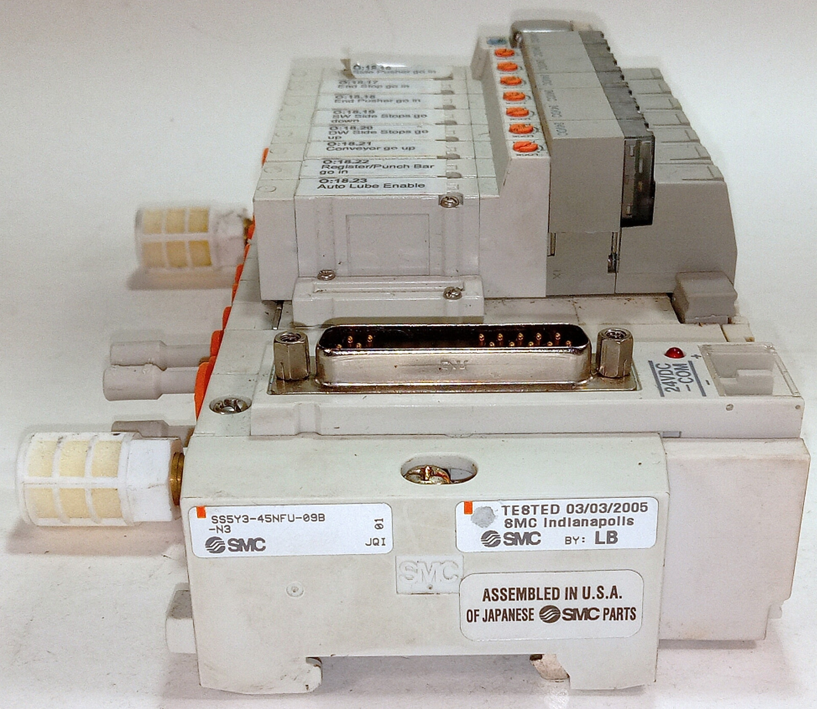 1 USED SMC SS5Y3-45NFU-09B 8 PORT MANIFOLD VALVE STATION W/NO END **MAKE OFFER**