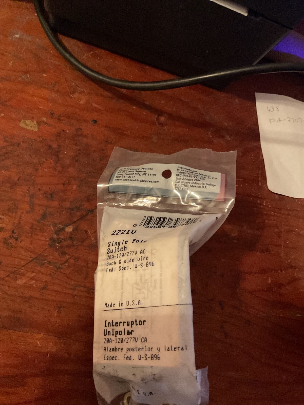NEW Cooper 2221V Single Pole Industrial Ivory Toggle Light Switch (S-1245)