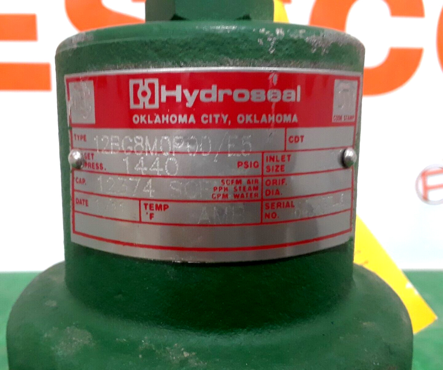 🟠HYDROSEAL RELIEF VALVE 12BG8M0P00/E5 PESSCO IS OFFERING 1 C042723-5-24 🗽