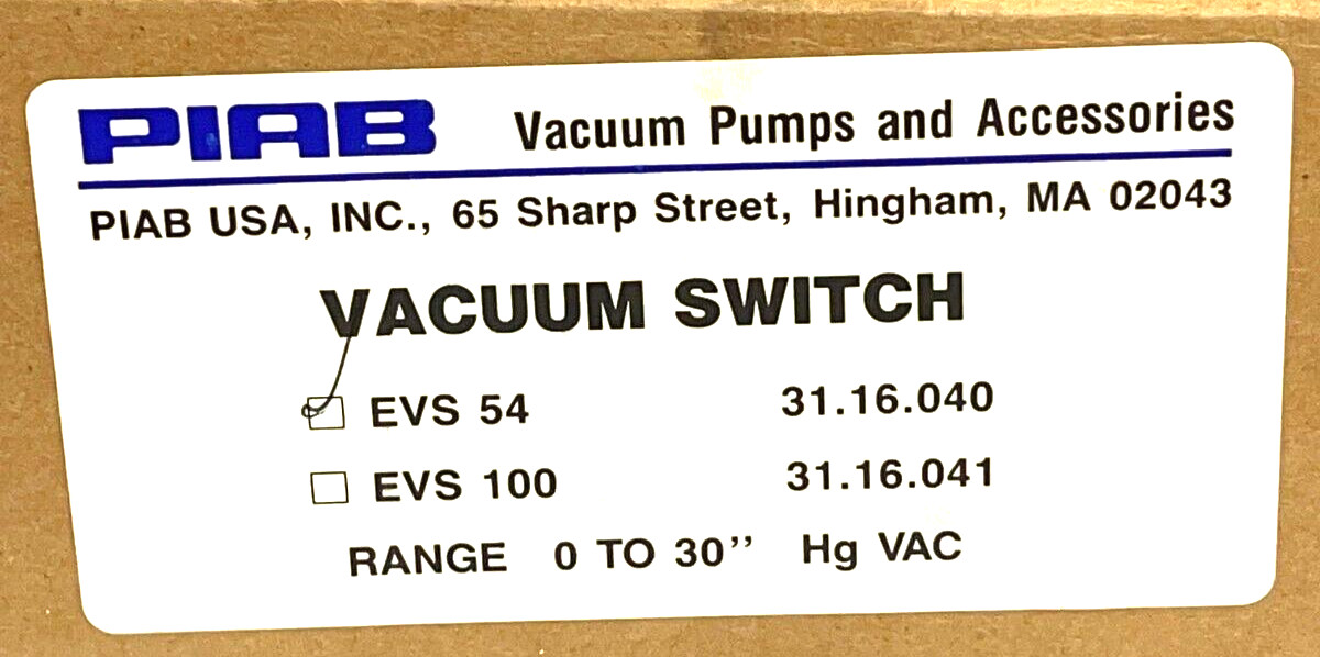PIAB EVS-54 VACUUM SWITCH 480 VAC