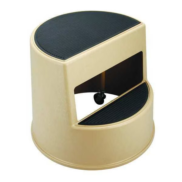 Zoro Select 5M655 Round Office Stool, 2 Steps, 350 lb Load Capacity, 1