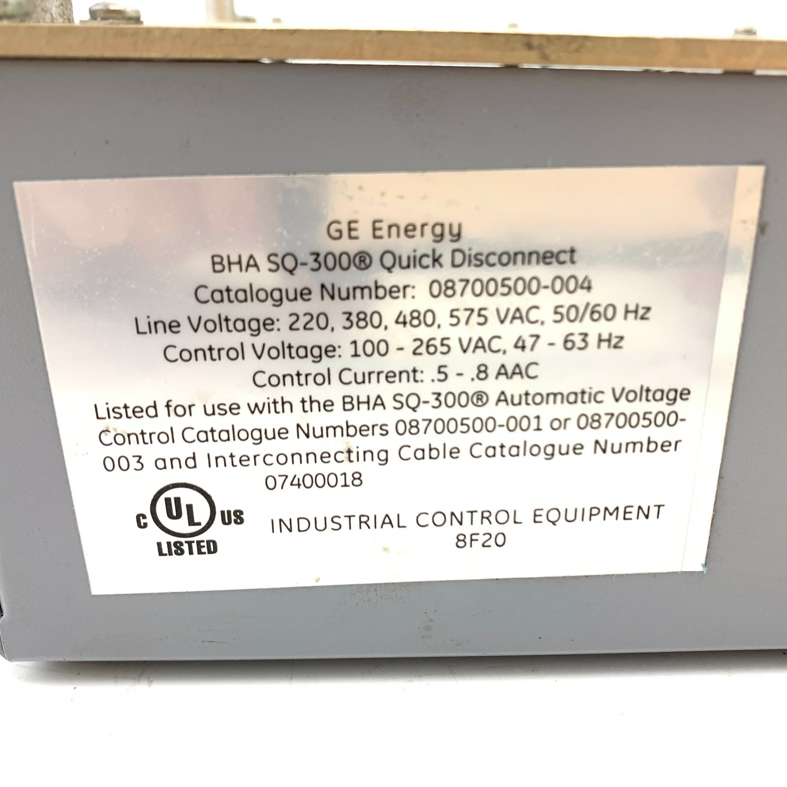 GE ENERGY 08700500-004 BHA Preciptech Power Guard Quick Disconnect SQ300