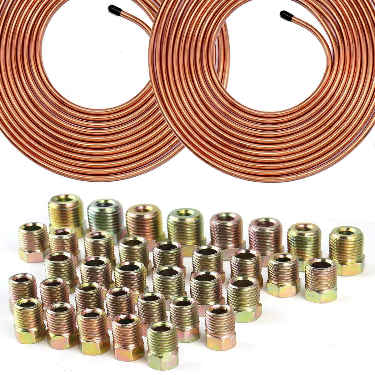 Brake Line Tubing Kit 3/16 & 1/4 Inch 25Ft Dual Size – Copper Coated Alloy Steel