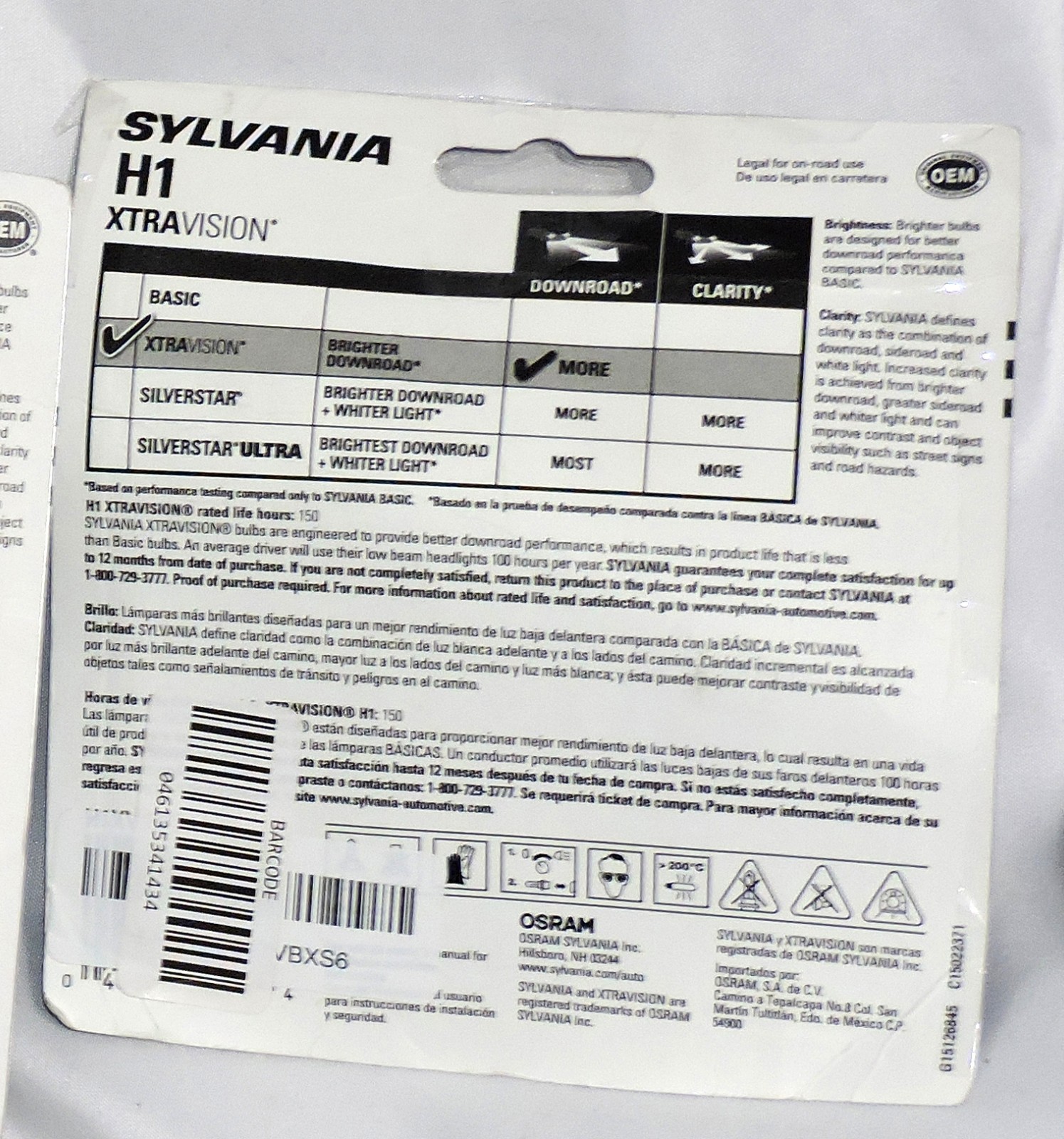 3 packs Auto Headlights Bulbs New Sylvania Xtra Vision 9003, H7, and H1 Lot