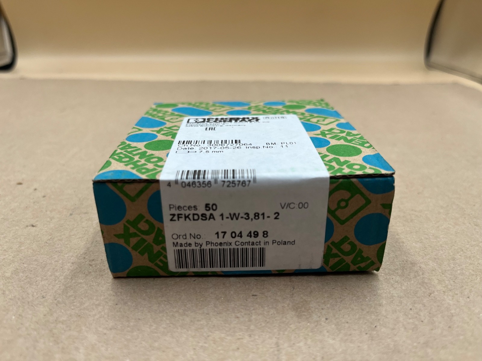 Lot of 5 Boxes of 50 Phoenix Contact 1704498 ZFKDSA 1‑W‑3 81‑2