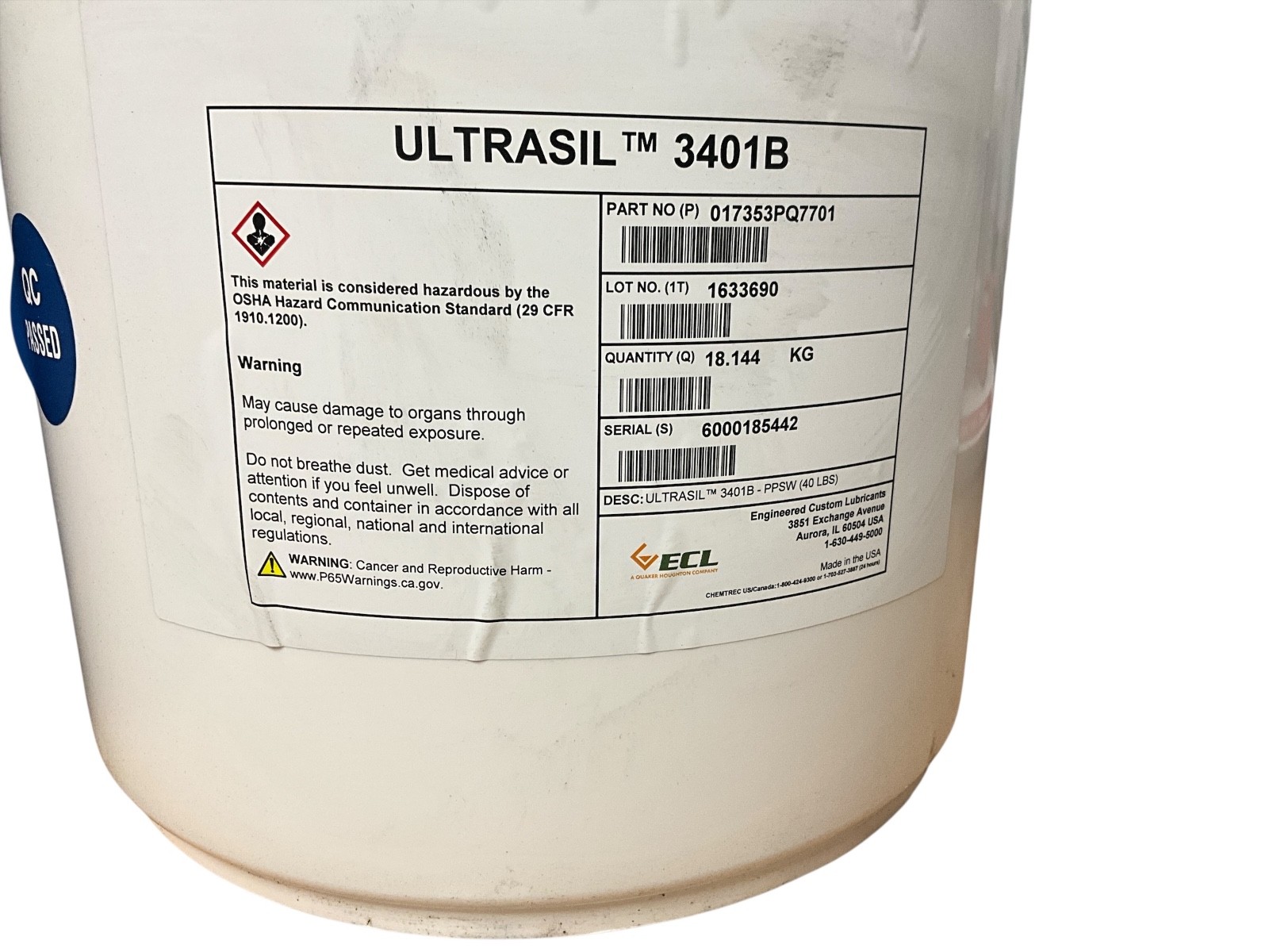 ULTRASIL 3401B Silicone Grease 40 LB Pail PTFE Lithium Industrial OEM Lubricant