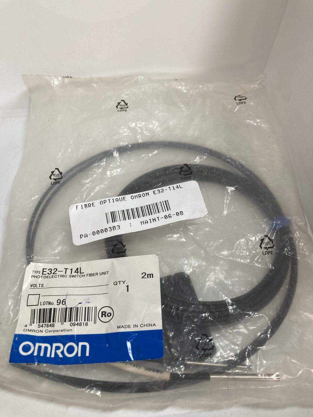 OMRON E32-T14L PHOTOELECTRIC SWITCH FIBER UNIT 2M CABLE NIB