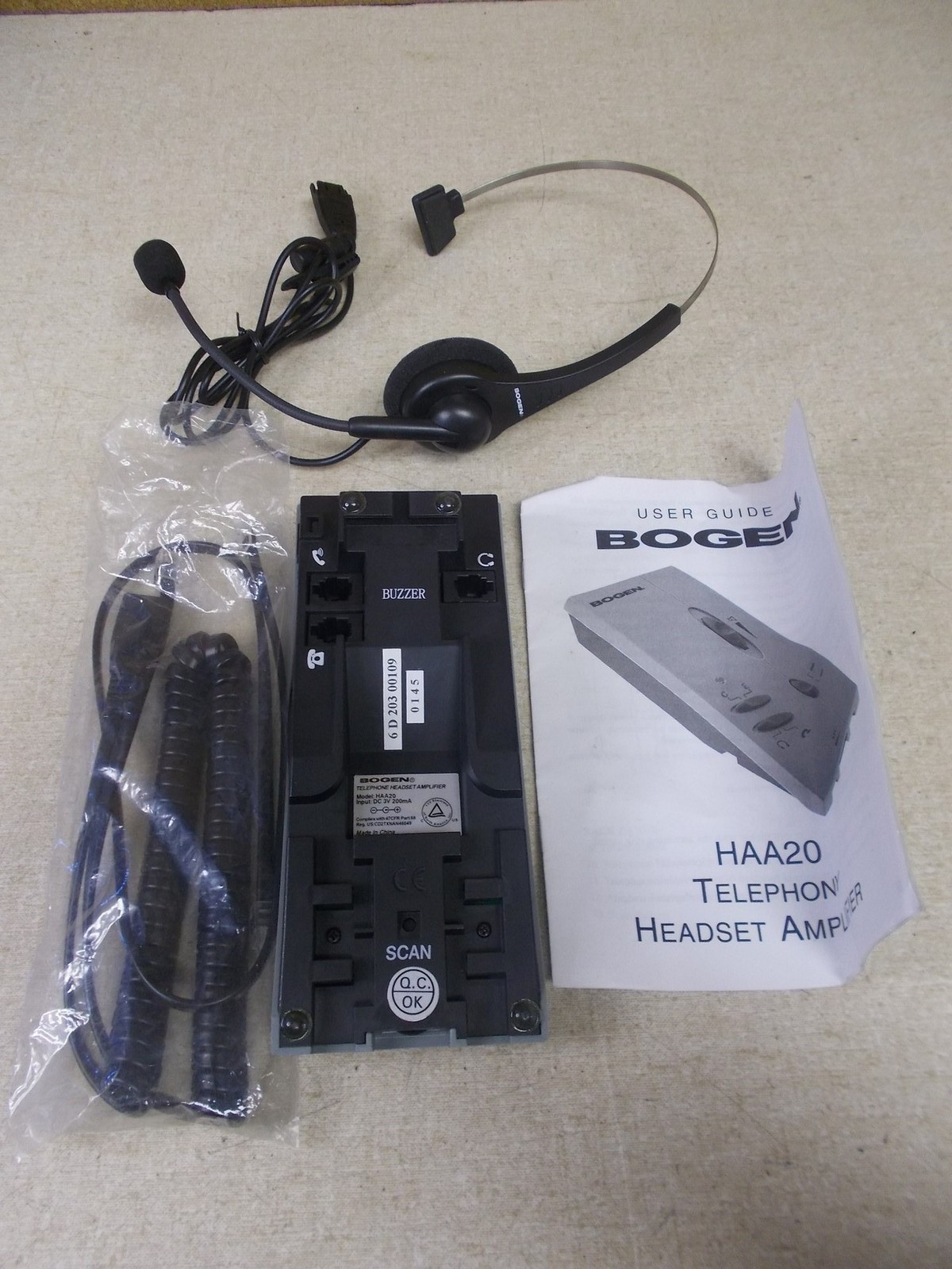 Bogen HAA20 Telephone Headset Amplifier w/ wires and Instructions *FREE SHIP*
