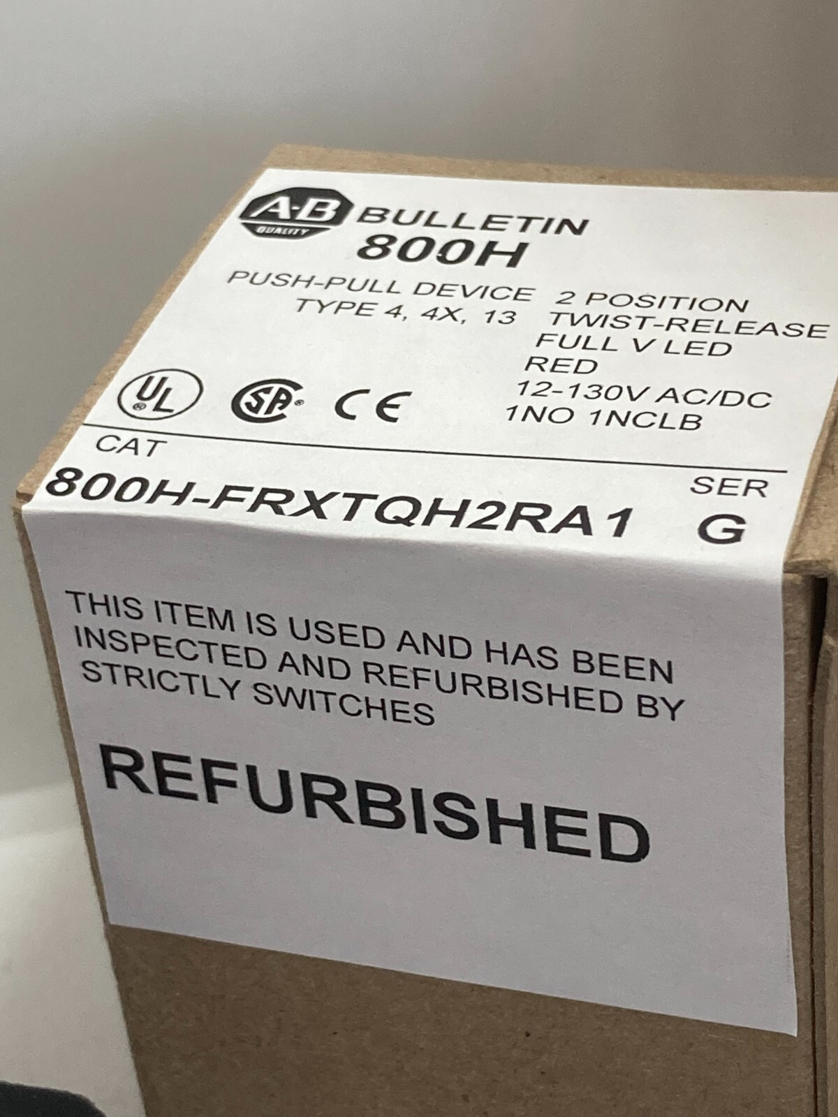 ALLEN BRADLEY 800H-FRXTQH2RA1 PUSHPULL 2 POS TWIST REL RED 1NO/1NCLB SERIES G