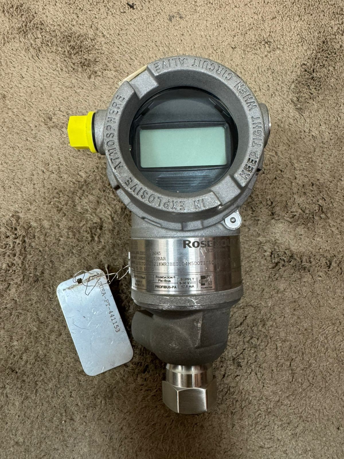 Rosemount / Pressure Transmitter / 3051TG4 / WP 1480PSI-103BAR / Cal. 0-55BAR G